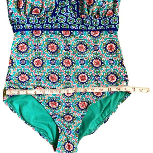 NEW CATALINA Floral Mandala Colorful One Piece Strappy Swimsuit Size M 8-10 - Picture 10 of 10